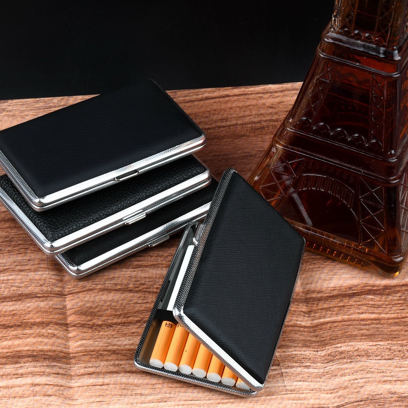 Smoking & Vaping Accessories - علبة سجائر جلدية معدنية رفيعة جديدة