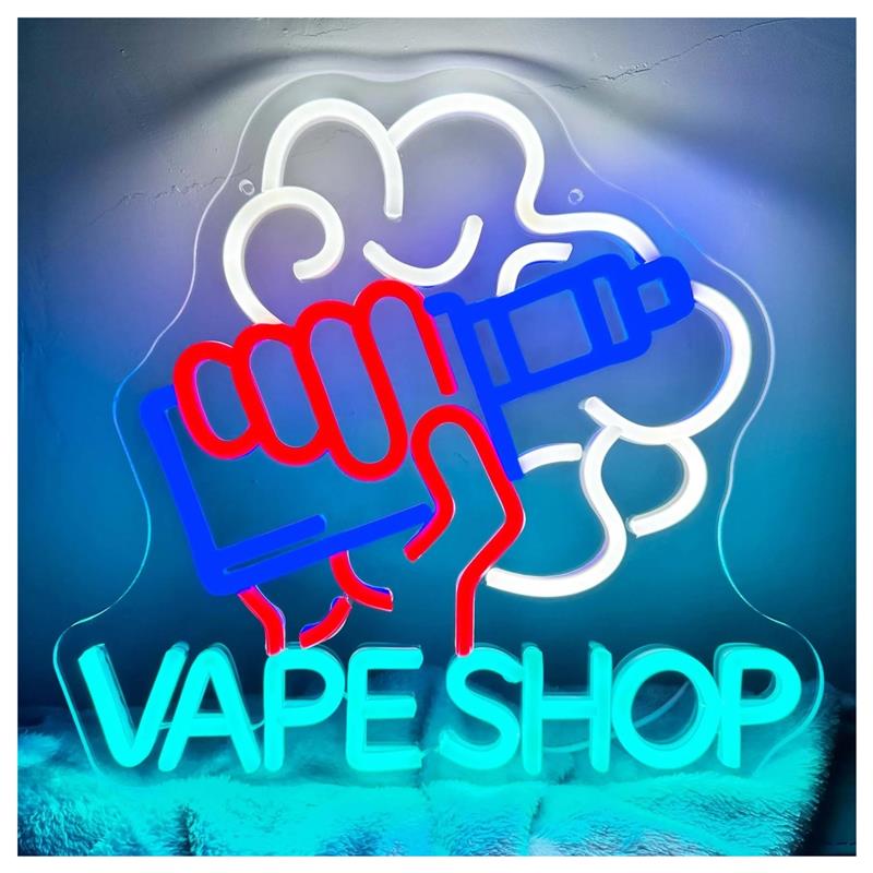 Vaping Store - لافتة نيون لمتجر السجائر الإلكترونية على